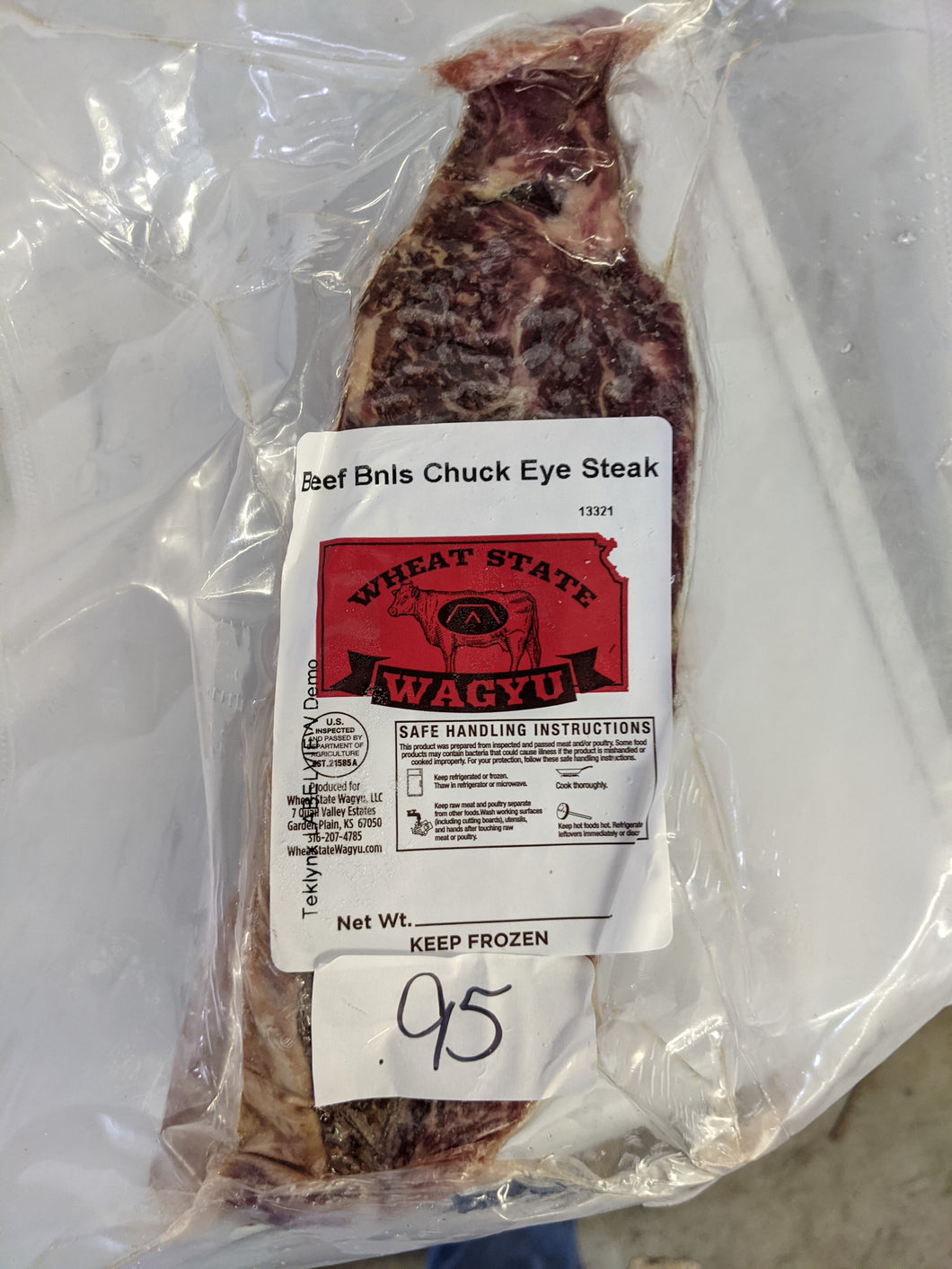 Full Blood Beef Boneless Chuck Eye Steak .95 - 1.28 pounds